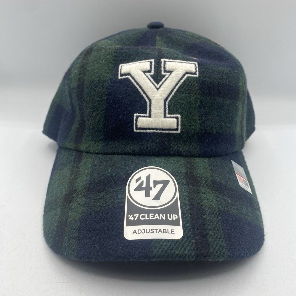 Yale Bulldogs Hat 47 Brand Clean Up Green Blue Plaid NCAA College NCAA OSFA NWT